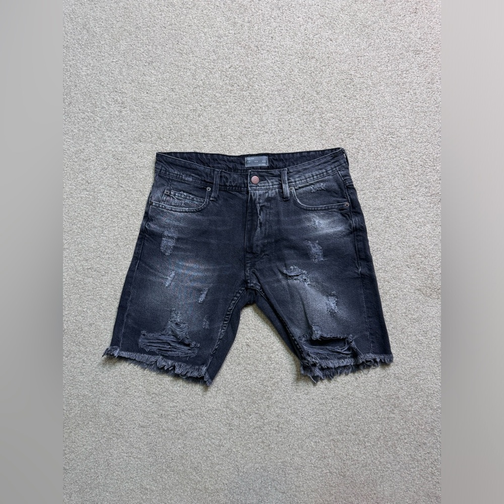 Zara Man Men’s Distressed Destroyed Ripped Denim Jean Shorts Size 30
